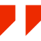A red quotation mark symbol on a white background.