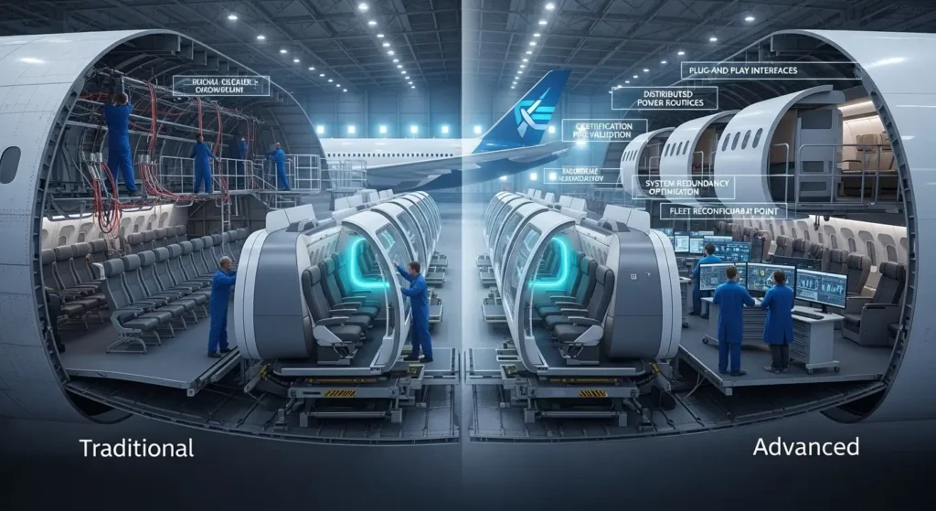 Futuristic factory with advanced robotic machines and glowing blue accents.