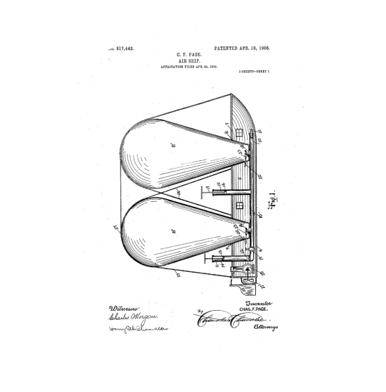 Patent drawing of an airship design.