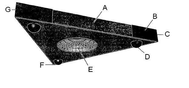 Triangular aircraft schematic with labeled parts.